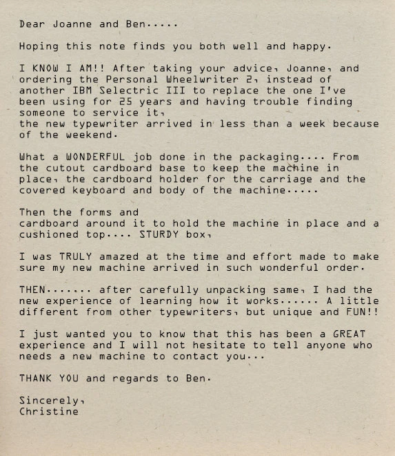 A positive testimonial letter.